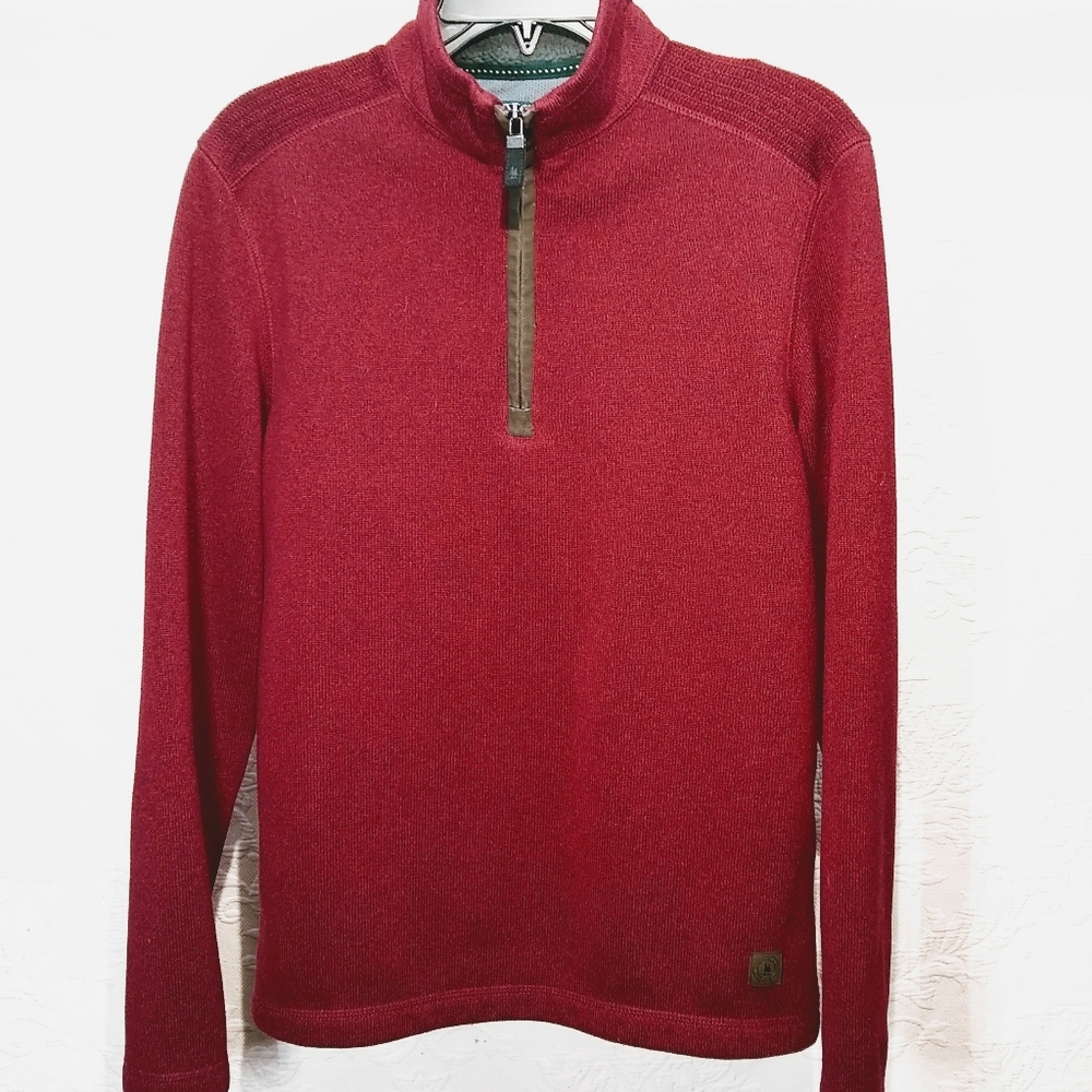 G.H. Bass Small Red Fleece Zip Christmas Holiday Pullover Sweater